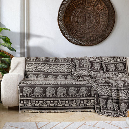 Boho King Throw - 220cm x 240cm - Dark Brown