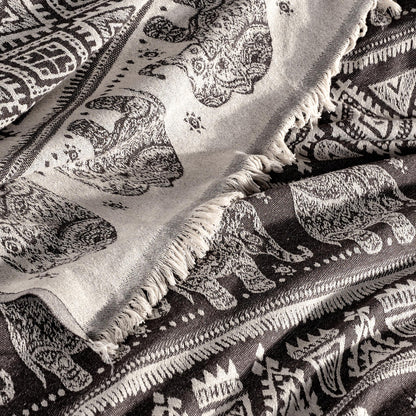 Boho King Throw - 220cm x 240cm - Dark Brown