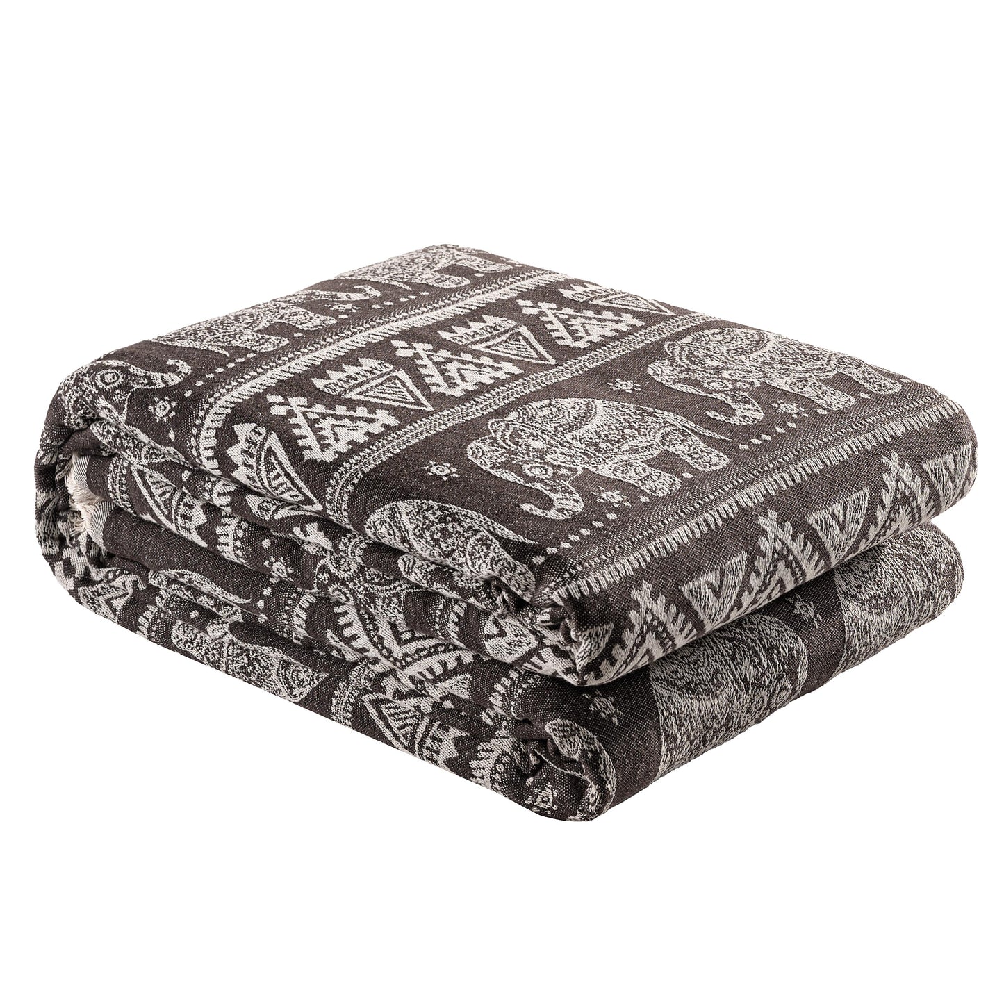 Boho King Throw - 220cm x 240cm - Dark Brown