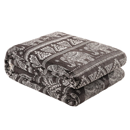 Boho King Throw - 220cm x 240cm - Dark Brown