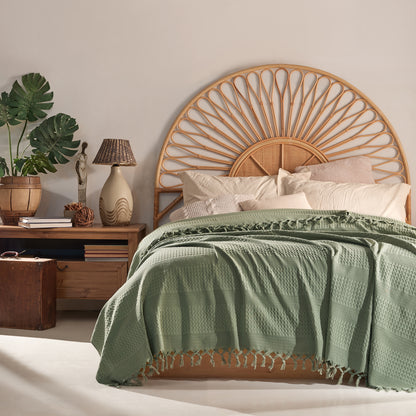 Waffle Cotton Throw - 220cm x 240cm Sage Green