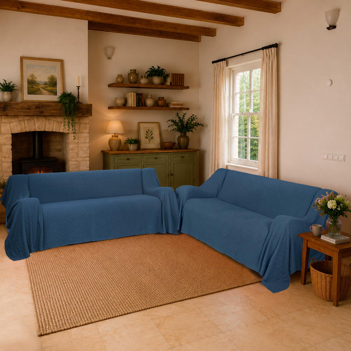 Richmond Medium L-Shaped Sofa Throw 2 Pack - 180cm x 300cm + 180cm x 300cm - 100% Cotton