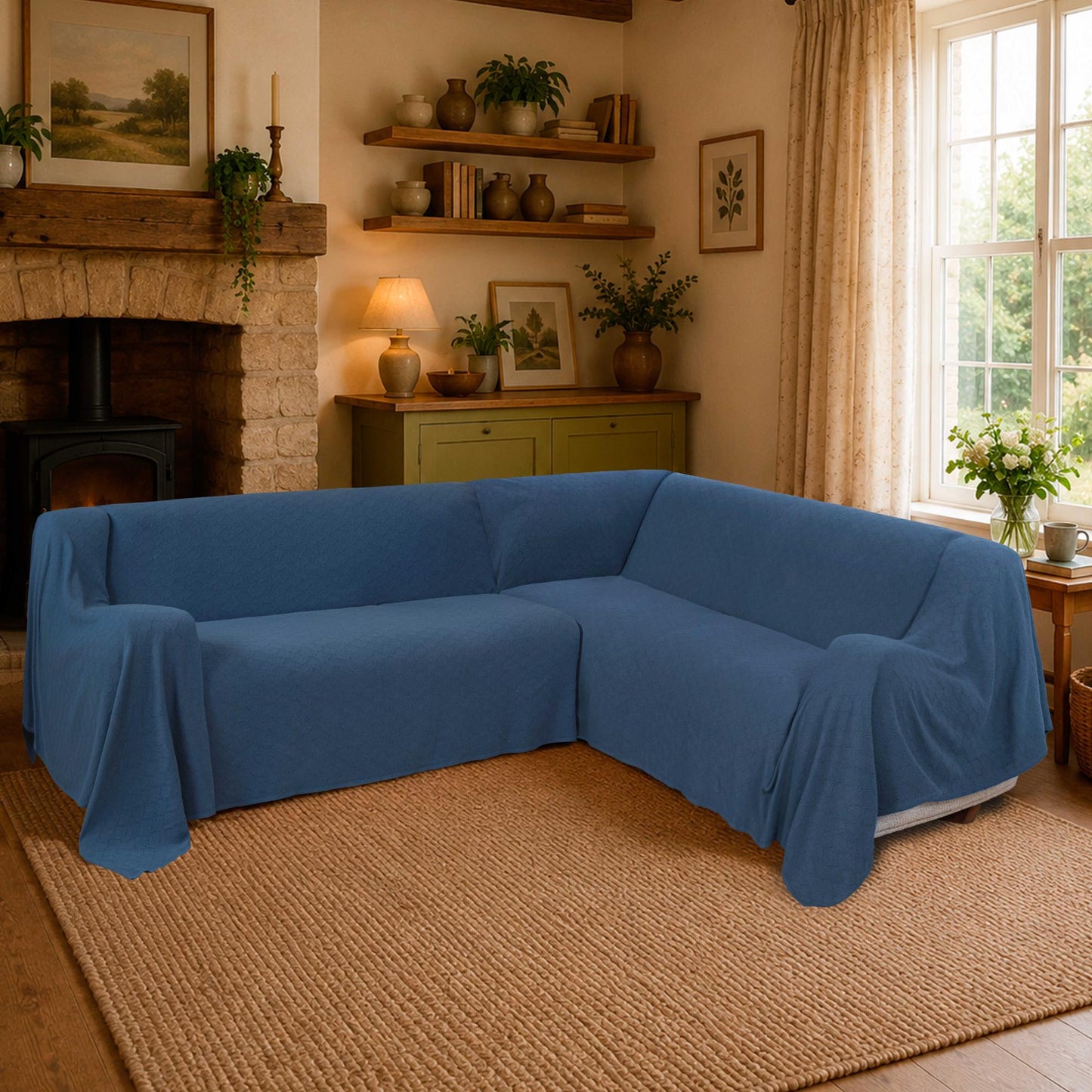 Richmond Medium L-Shaped Sofa Throw 2 Pack - 180cm x 300cm + 180cm x 300cm - 100% Cotton