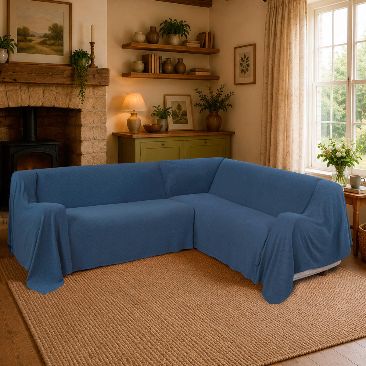 Richmond Medium L-Shaped Sofa Throw 2 Pack - 180cm x 300cm + 180cm x 300cm - 100% Cotton