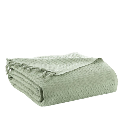 Waffle Cotton Throw - 220cm x 240cm Sage Green