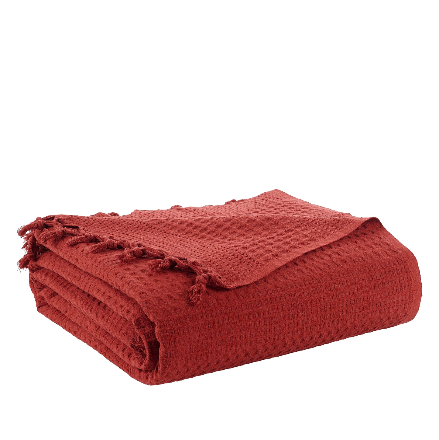 Waffle Cotton Throw - 220cm x 240cm Burgundy
