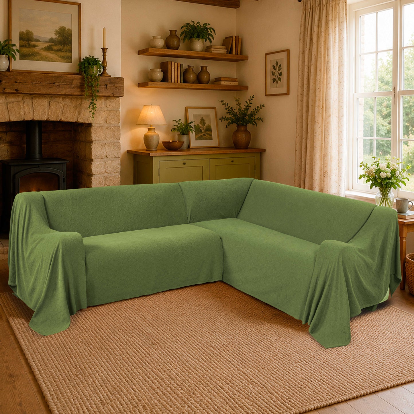 Richmond Medium L-Shaped Sofa Throw 2 Pack - 180cm x 300cm + 180cm x 300cm - 100% Cotton