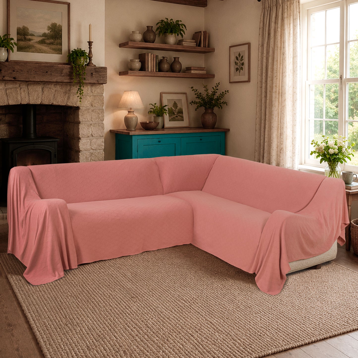 Richmond Medium L-Shaped Sofa Throw 2 Pack - 180cm x 300cm + 180cm x 300cm - 100% Cotton