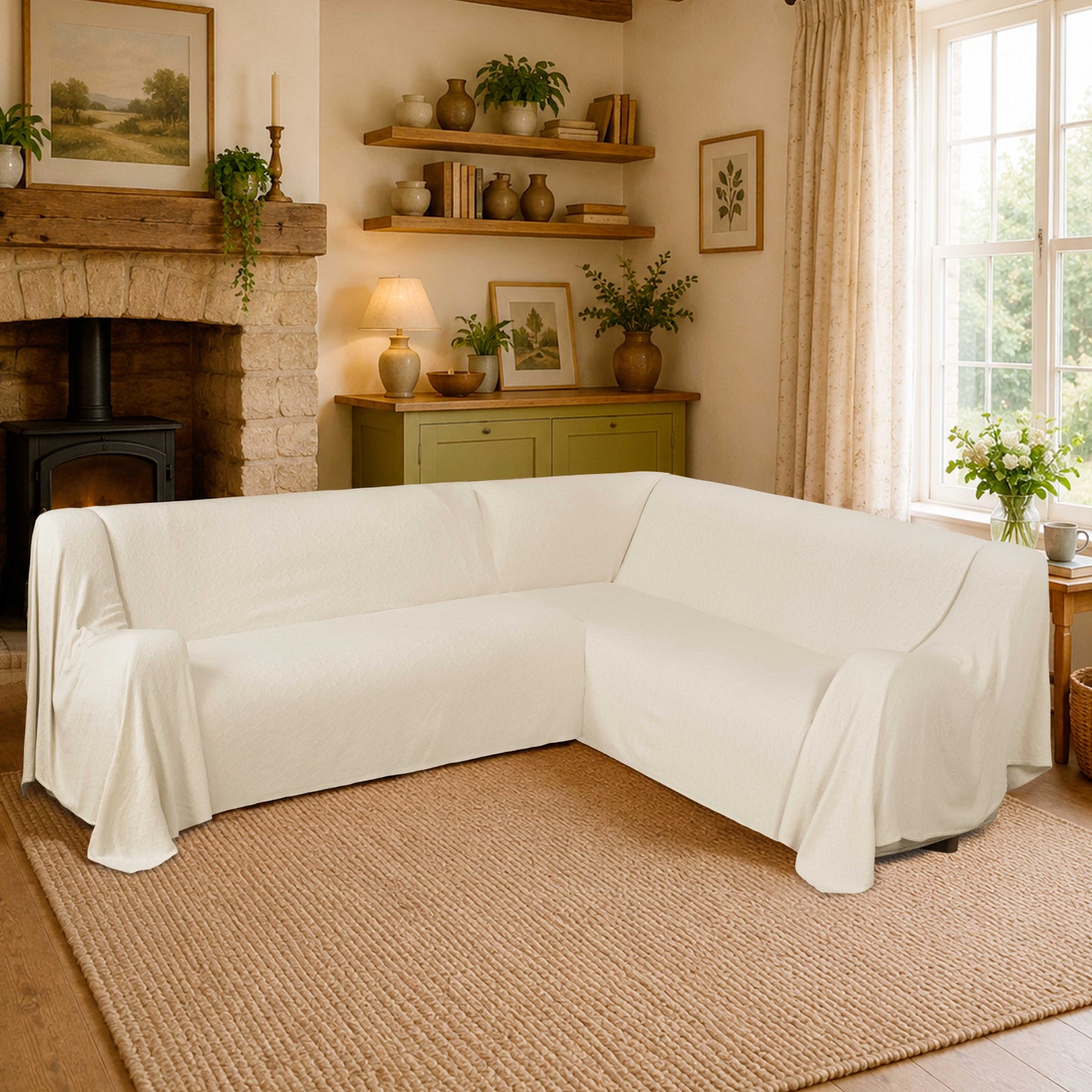 Richmond Medium L-Shaped Sofa Throw 2 Pack - 180cm x 300cm + 180cm x 300cm - 100% Cotton