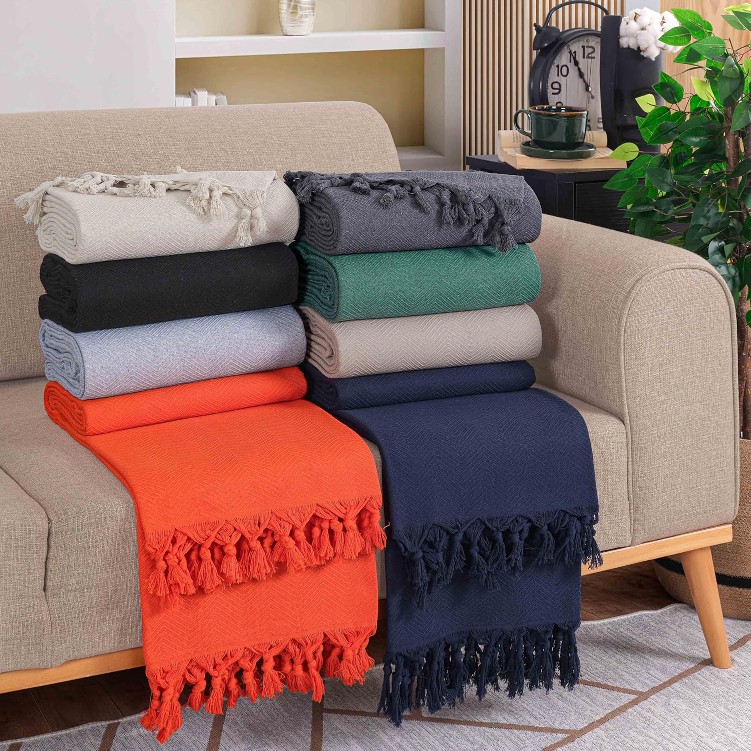 Home Morbido Things Coperta Tweed A Maglia Large 152x203 Cm - Plaid Morbido Per Divano, Colore Cammello