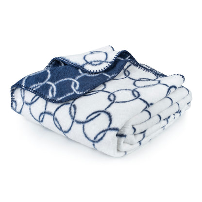 100% Cotton Blanket - Circle Pattern - 150 x 200 cm - Blue