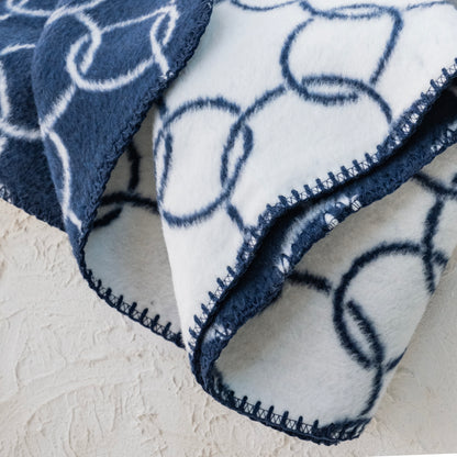 100% Cotton Blanket - Circle Pattern - 150 x 200 cm - Blue