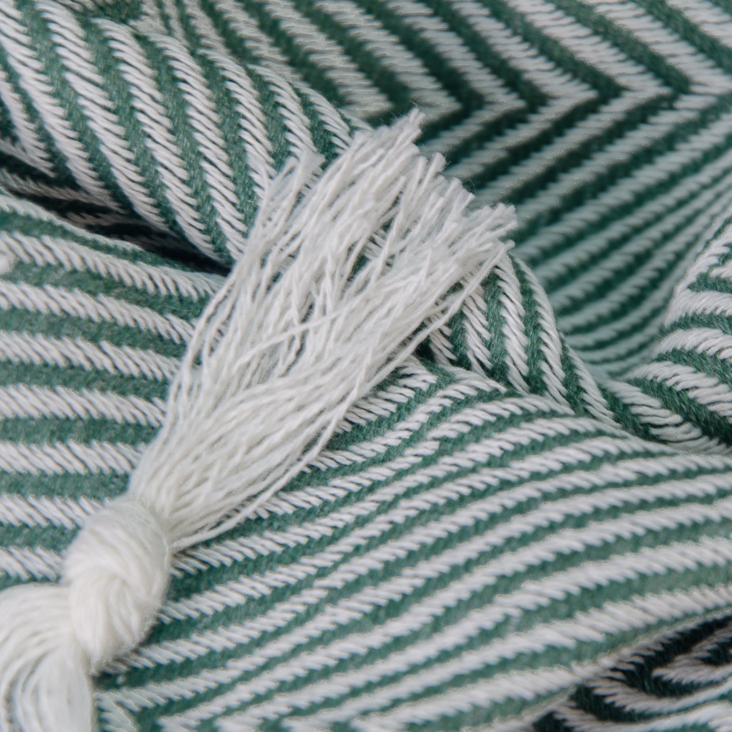 Cotton Herringbone Throw - 170 x 230 cm - Green
