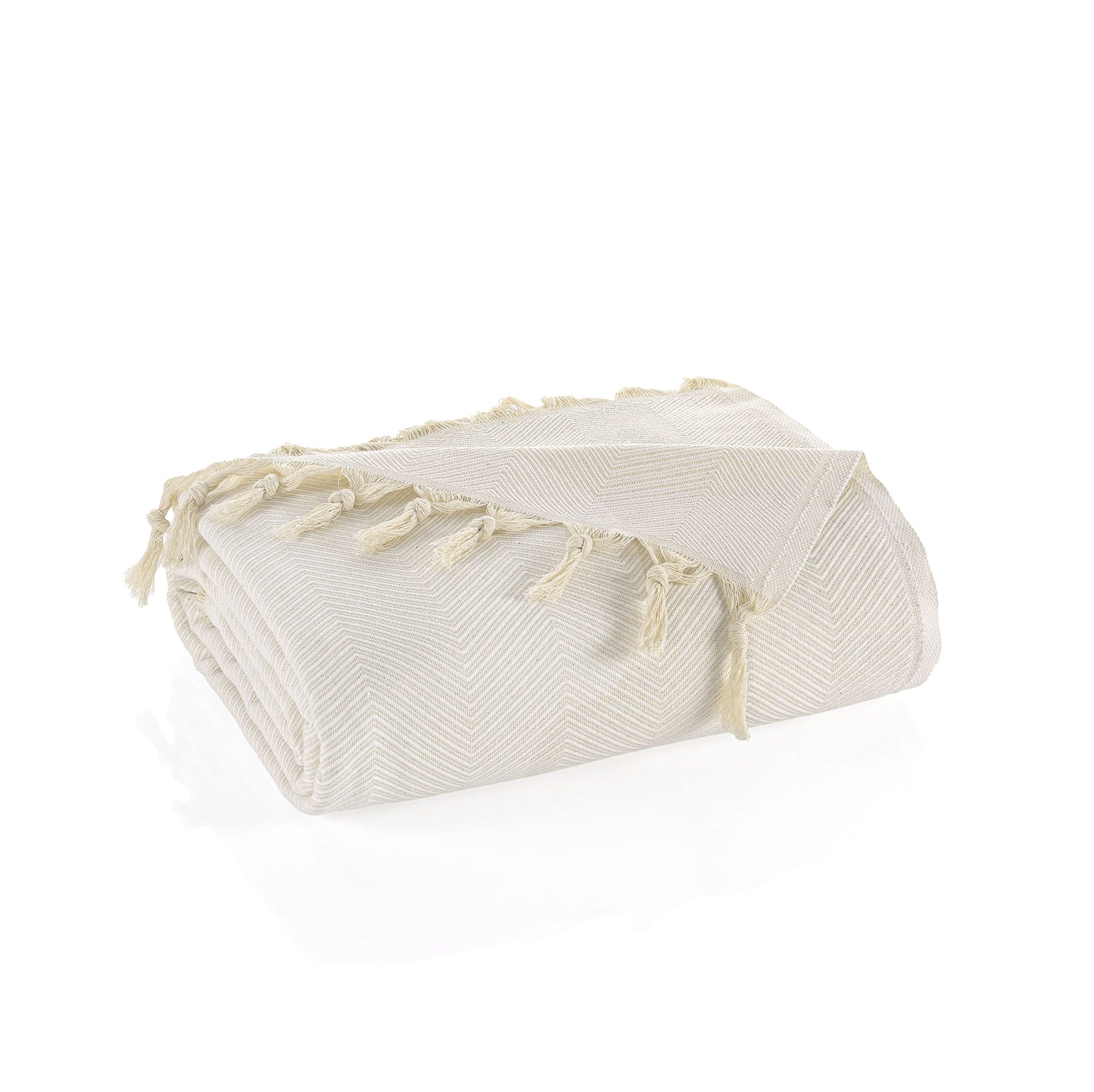 Cotton Herringbone Throw - 170 x 230 cm - Cream