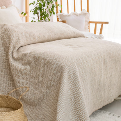 100% Cotton Blanket - Labyrinth Pattern - 150 x 200 cm - Beige