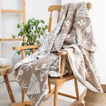 100% Cotton Blanket - Native Pattern - 150 x 200 cm - Beige