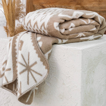 100% Cotton Blanket - Native Pattern - 150 x 200 cm - Beige