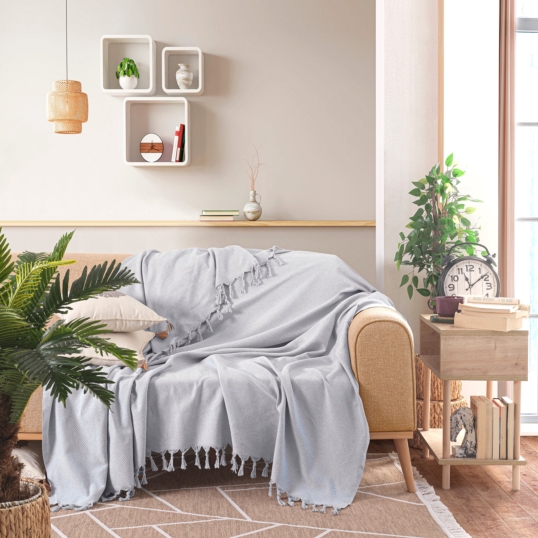 Herringbone 200cm X 200cm Throw Sidney Cotton Throw 200cm X 230cm