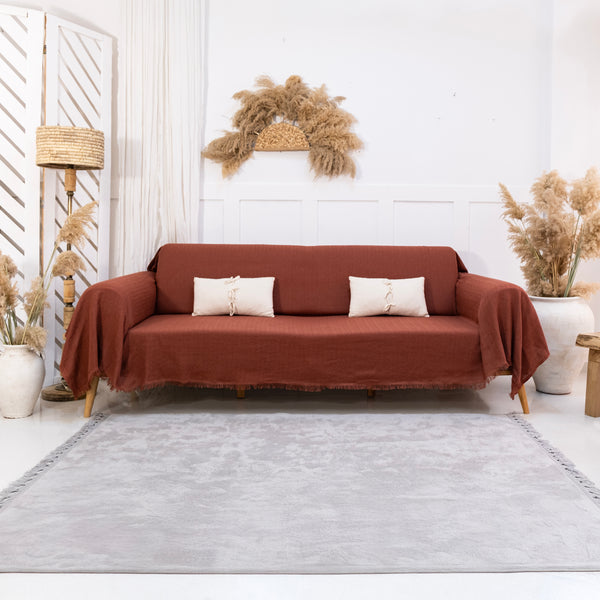 Merlin terracotta 3 seater sofa throw 180 x 300cm