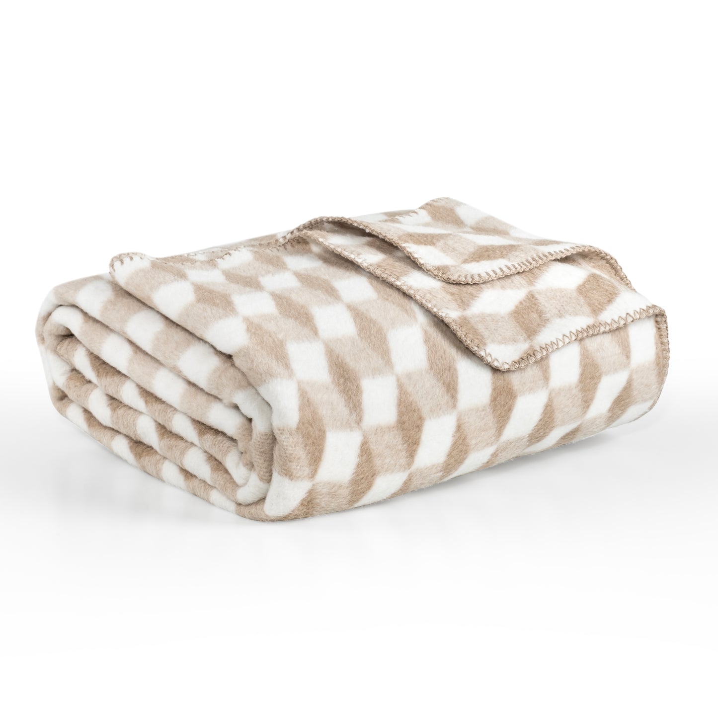 100% Cotton Blanket - Tumbling Pattern - 150 x 200 cm - Beige