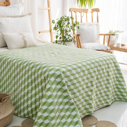 100% Cotton Blanket - Tumbling Pattern - 150 x 200 cm - Green