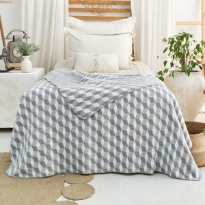 100% Cotton Blanket - Tumbling Pattern - 150 x 200 cm - Grey